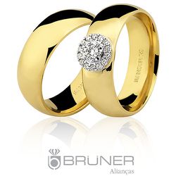 Alianças em Ouro 18k 750 com Brilhantes 19.6g e 7.0mm - 7602344029 - RDJ Joias